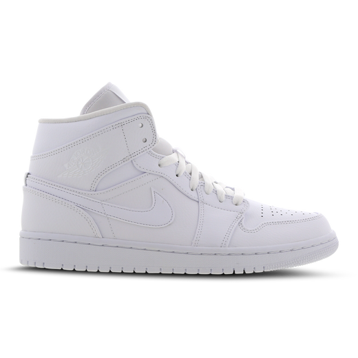 Air Jordan 1 Mid,Tomaia in pelle, Battistrada in gomma piena Colore White/Bianco