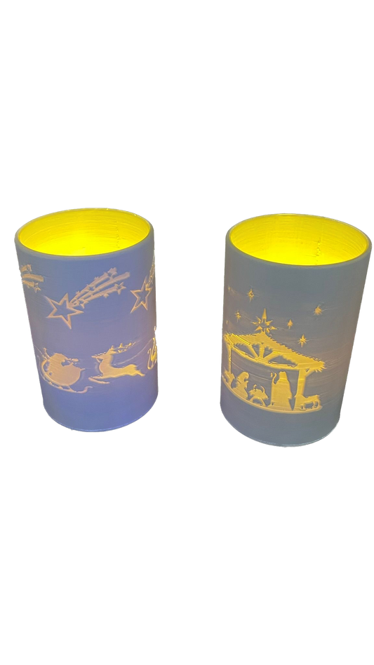 Bicchierini a tema Natalizio con candela Led