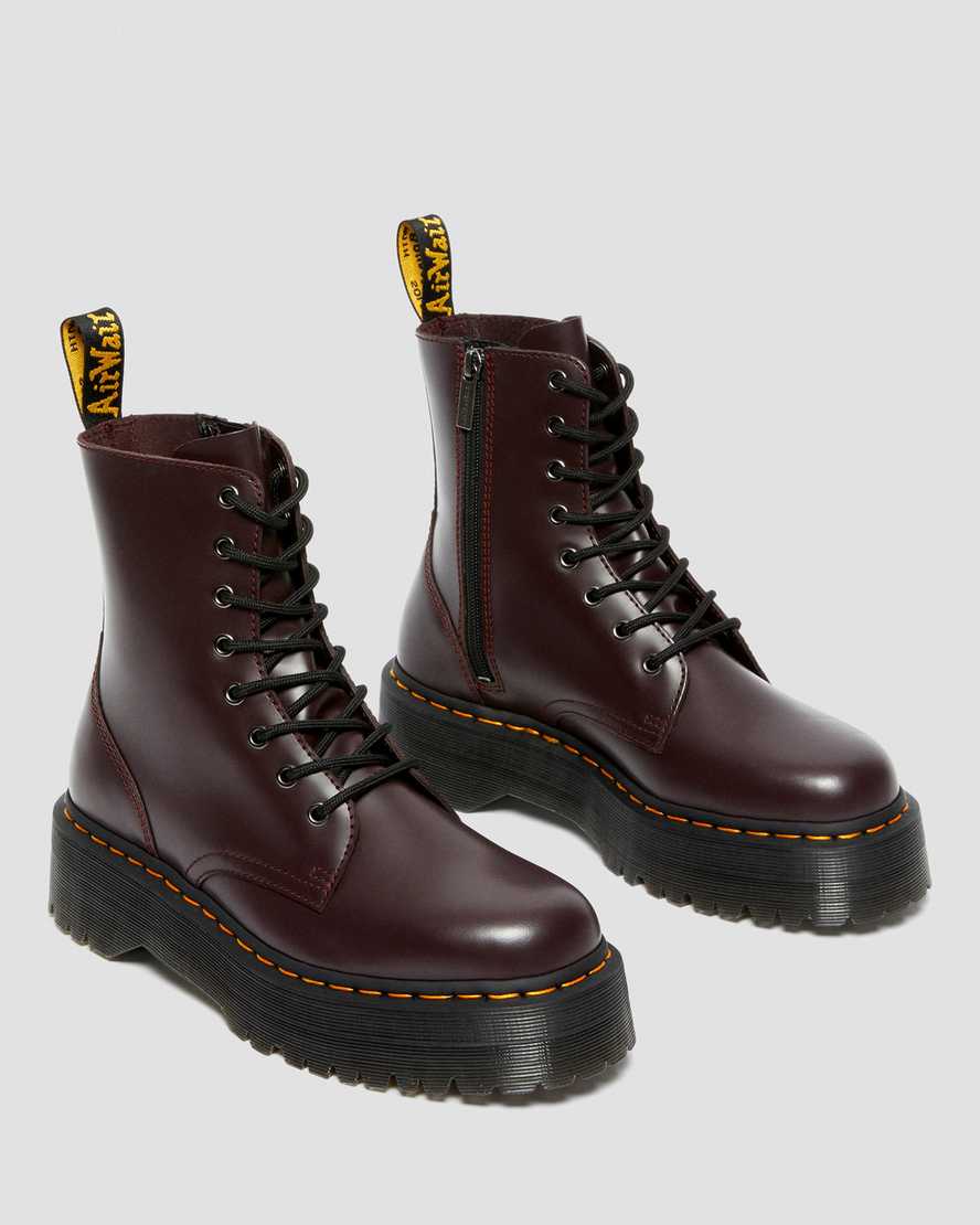 Stivaletto Platform Jadon Pelle Liscia cerniera laterale e lacci Burgundy