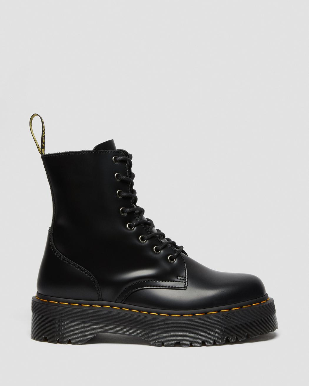 Stivaletto Pelle Jadon Polished Smooth Nero con cerniera laterale e lacci